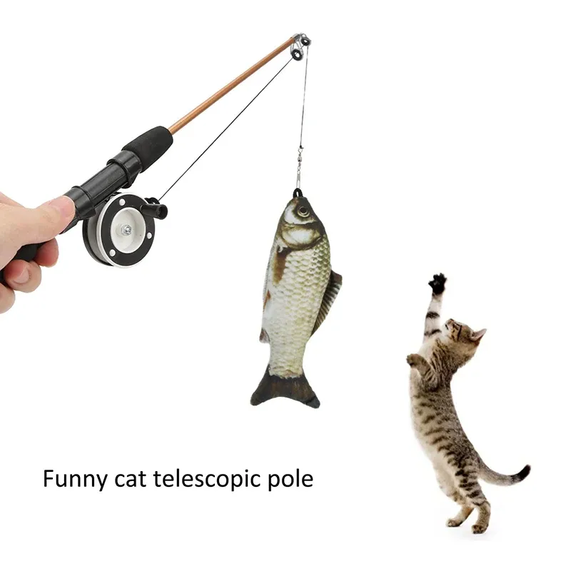 Accessoires Chat Toy Passing Forme de poisson réaliste Design rétractable jouet chat mâtain jouet chat wire de chat drôle