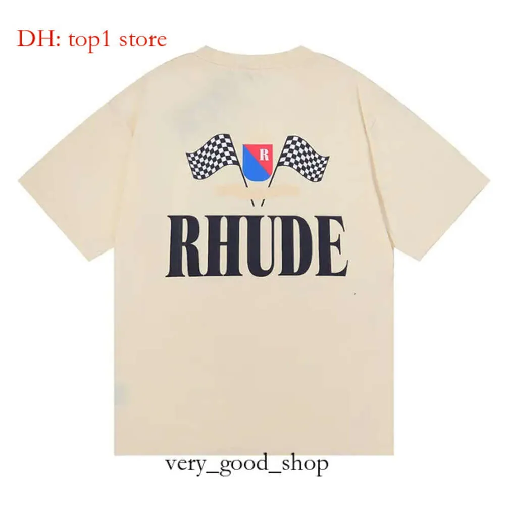 T -shirt Mens Rhude Shorts Tracksuits Designer Drukbrief Zwart Wit Gray Rainbow Color Summer Fashion Catton Cord Top Short Sleeve 9259