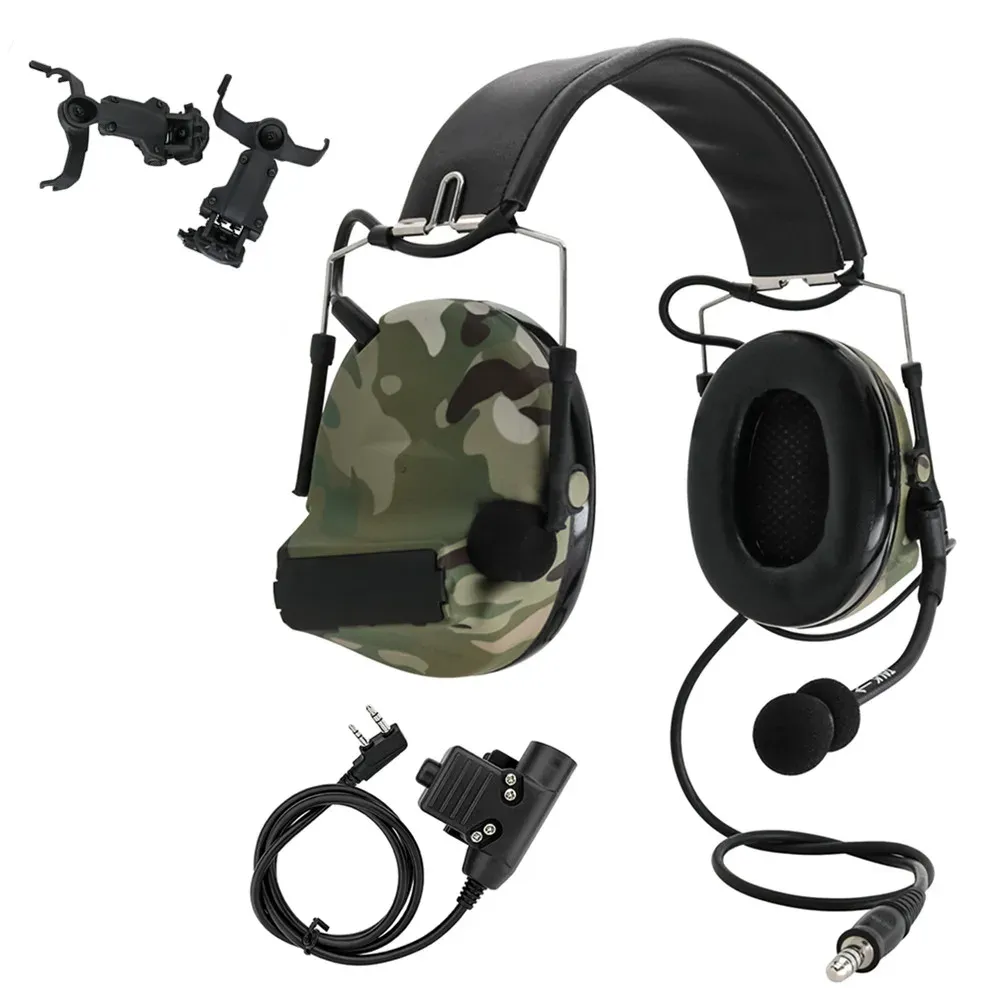 Öronproppar Taktiskt skytte Headset Electronic Pickup Hearing Protection Comtacii Headset Arc Helmet Track Adapter (MC)