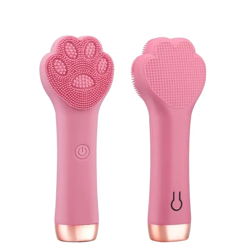 Scrubbers Scrubbers Silicone facial elétrico Cruscha Brush Cat Plaw Vibração Massager Blackhead Makeup Removedor Poro Limpo Face Wash Skin Care Tool