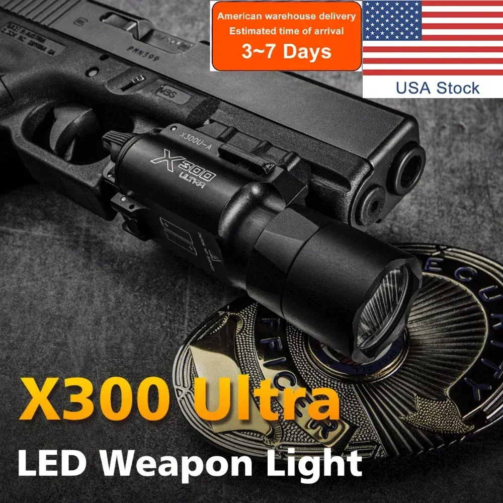 Scopes Tactical Surefir X300 X300U X300UHB XH35 PISTOL X300V SCOUT LIGHT WEAD GUN LIGHT LANTERA RIFLE STROBE STROBE FLASHLIGHT HUNTING