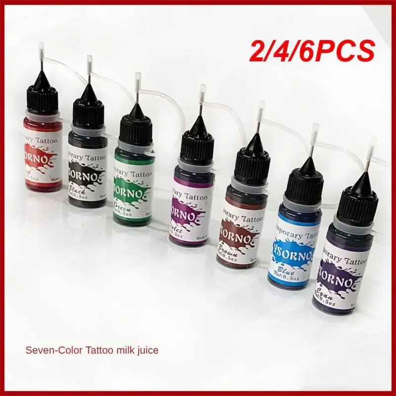 Inks 2/4/6PCS Ink Henna Tattoo Male Temporary Semipermanent Tools Demand Plant Tattoo Milk Art Tattoo Female Tattoo Color