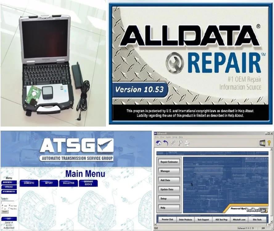 Alle gegevens Auto Repair Tool AllData 1053 MLL ATSG In 1 TB HDD -software geïnstalleerd Well Computer voor Panasonic CF30 Laptop 4G T5312775