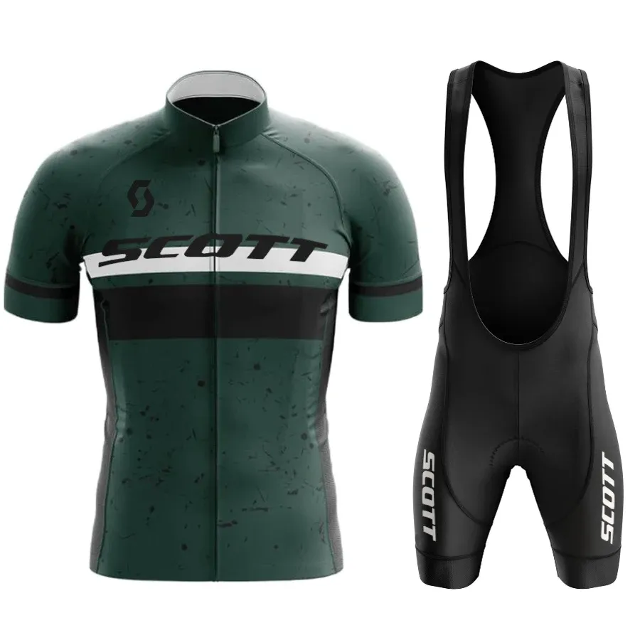 세트 2024 Scott Cycling Jersey Set Short Sleeve for Men 's Antiuv 자전거 사이클링 저지 세트 자전거 프로 팀 여름 자전거 의류