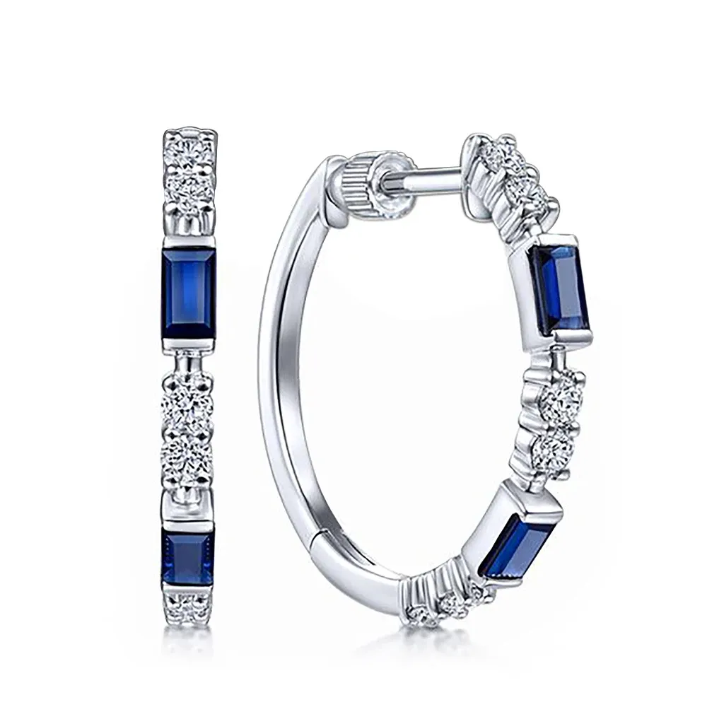 Серьги Huitan Fashion Wersatile Women Blue CZ Серьги обручи хорошего качества простой и элегантный дизайн маленький круглый женский серьги оптом