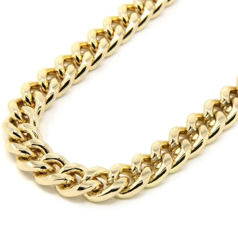 Necklaces High Quality Heavy 10mm Men Necklace Chain 24k Gold Color Filled Fashion Jewelry Cuban Chain Necklaces For Male