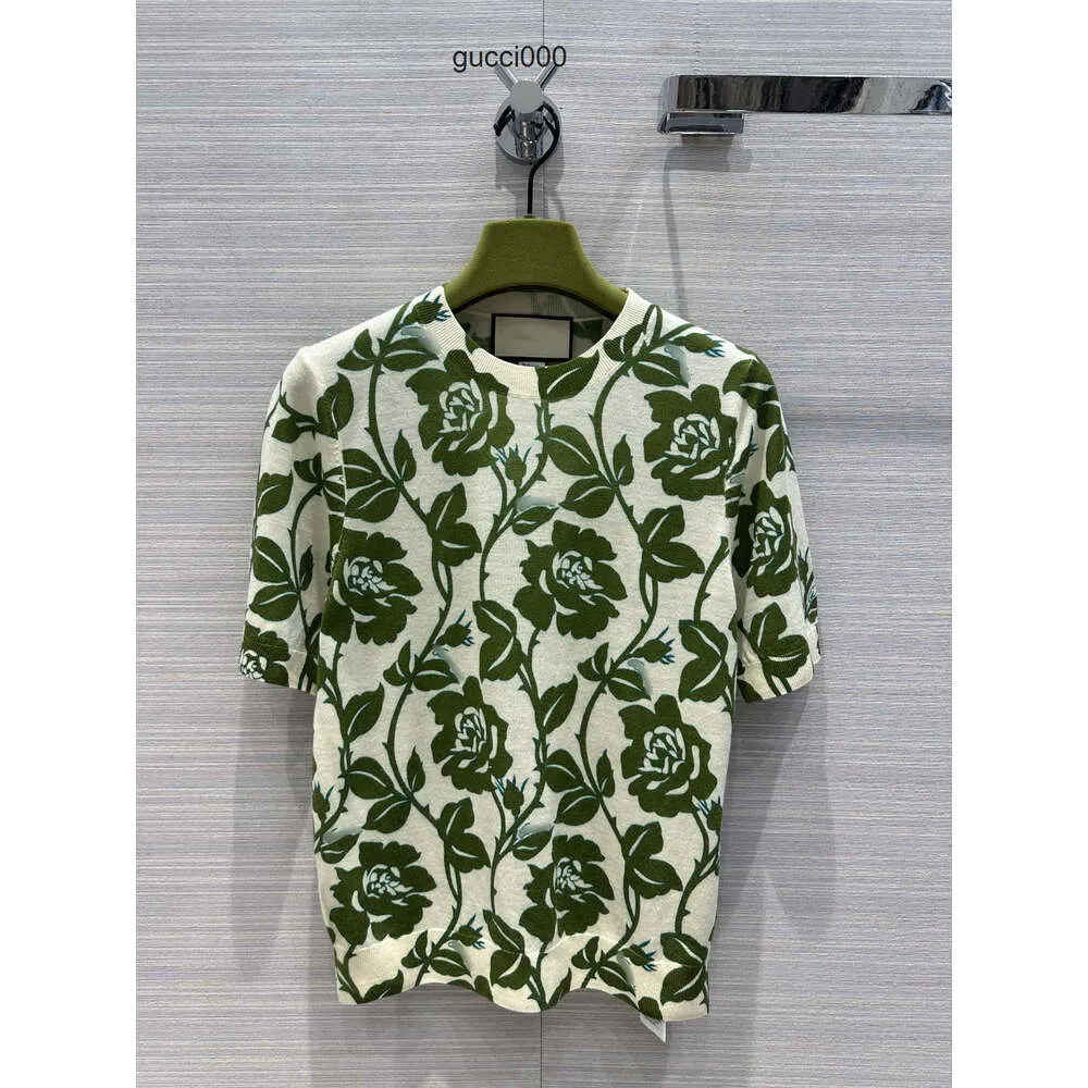 2024 New Spring Summer Tops Milan Runway 스웨터 O Neck Short Sleeve High End Jacquard Pullover Womens Designer Clothing 0418-16