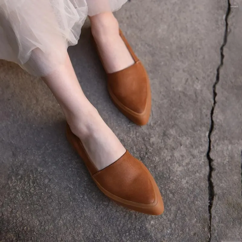 Casual Shoes Artmu Original -Slipper für Frauen weiche Sohlen echte Lederwohnungen handgefertigte Luxus wandelne Arbeiten Damen Schwarz