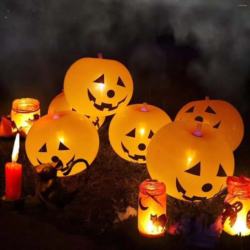 Party Decoration 20 Packs Pumpkin LED Light Up Balloons For Indoor And Outdoor Waterproof Halloween Decorations Pump Included