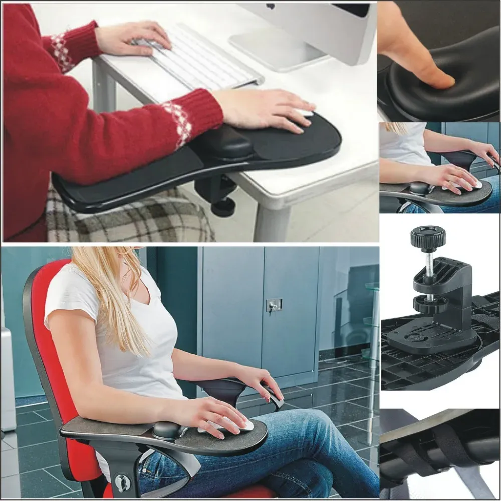 Rests Arm Care Mouse Pad Rotation Computer Desktop Laptop Mouse Tray Elbow Pad Wrist Rest Plate Support Install på skrivbord och stol