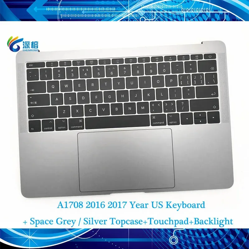 Teclados originales 13.3 "A1708 Space Topcase Grey Silver US Keyboard Trackpad Backlight para MacBook Pro Retina A1708 Top Cuber