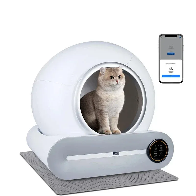 Управление Tonepie Automatic Smart Cat Box Self Chileing 65L App Control Pet Cats Туалет лоток ионный дезодооратор Arenero Gato