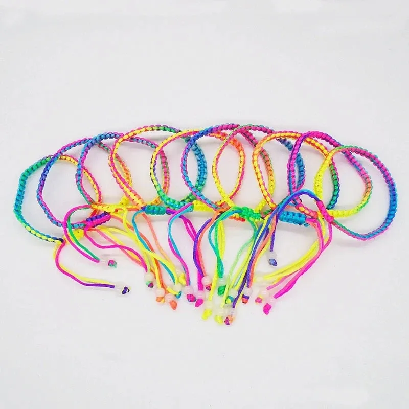 Strands 10 x Colourful Handmade Braided Cord Thread Women Friendship Adjustable Bracelets Ankle Jewellery Accessories Gift