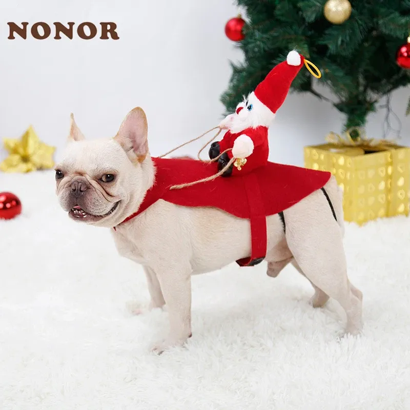 Vestes non ou chien chat costume de Noël Santa Claus Riding Pet Cosplay Vêtements de Noël Design de conception de vêtements pour gros petit chien