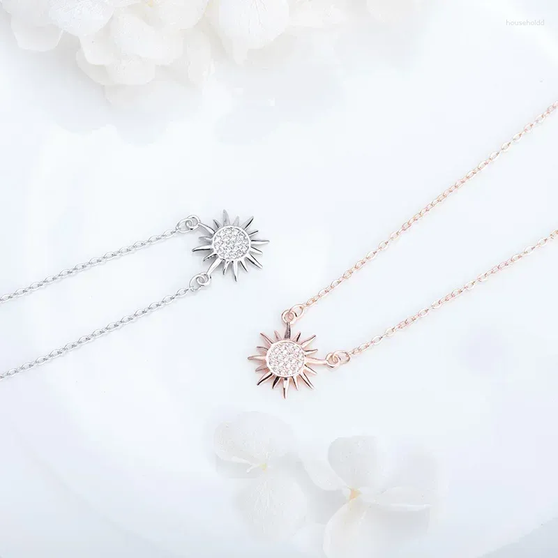 Pendants S Silver Color Jewelry Small Fresh Sun Micro Inlaid Clavicle Necklace