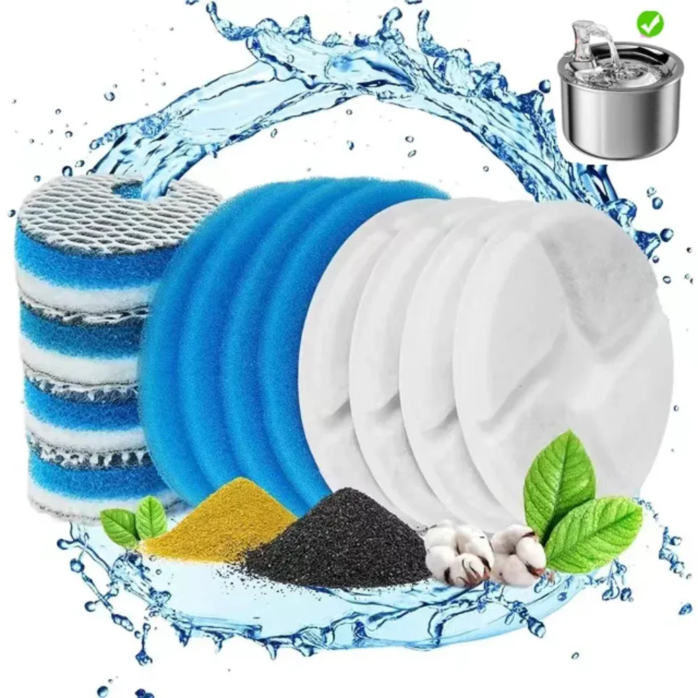 Purificatori 12pcs Filtri della fontana dell'acqua gatto Filtri di sostituzione del carbonio attivo per accessori per animali domestici inossidabile 2L