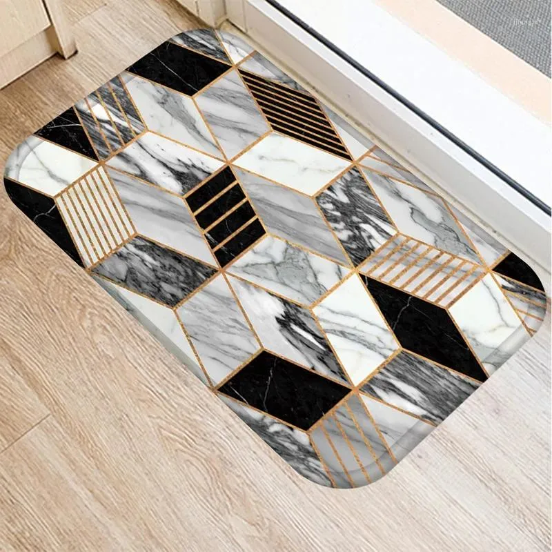 Carpets Geometric Bath Kitchen Entrance Porte porte Coral Velvet Carpet Dormat Colorful Intérieur Mats de plancher antidérapant Décor à la maison 48267-1