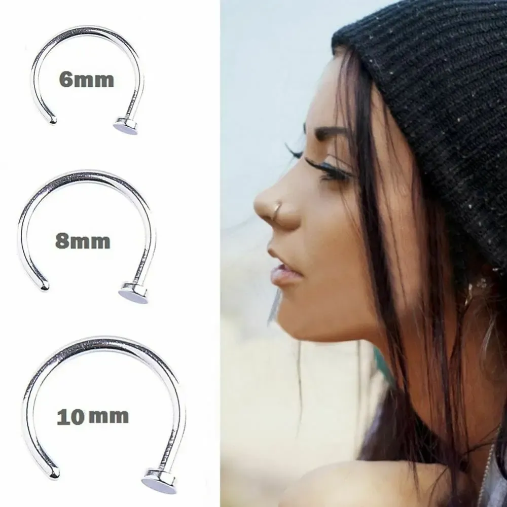 Jewelry 925 Sterling silver open Nose ring Hoop Lip Ring Small Thin 6/8mm Open Hoop neus ring Piercing Body Jewellery 20pcs/pack