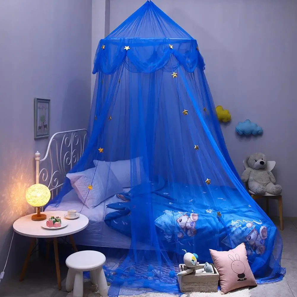 Ensemble bébé berceau moustique enfant bleu étoile rêveuse suspendue en dentelle dôme lit canton