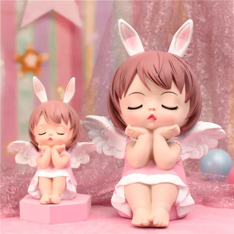 Boîtes Kawaii Fairy Angel Piggy Bank pour enfants enfants Girls Baby Gift Resin Cartoon Money Sauvegarde Box Coins Holder Storage Organiateur