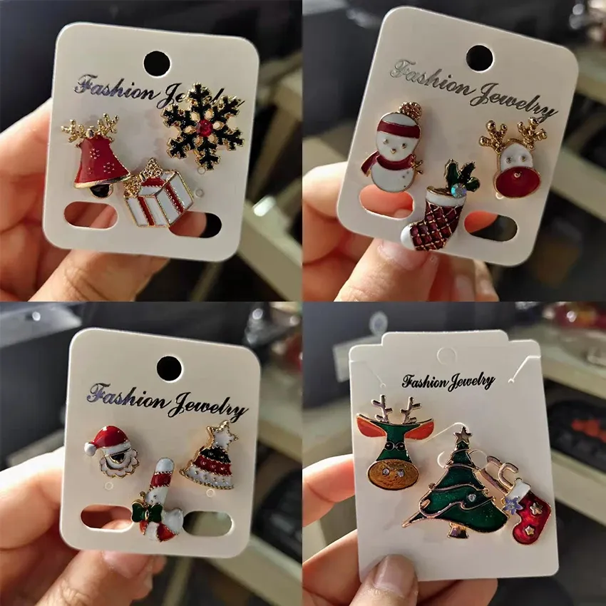 Broches 3pcs / set joyeux noël broches chaussettes de Noël arbre de Noël badge émail petit broche broch women fester fête bijoux cadeaux