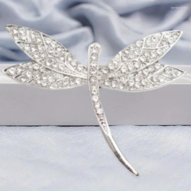 Broches elegantes simples shinestone dragonfly broche feminino feminino córsego pino de seda lenço de seda botão