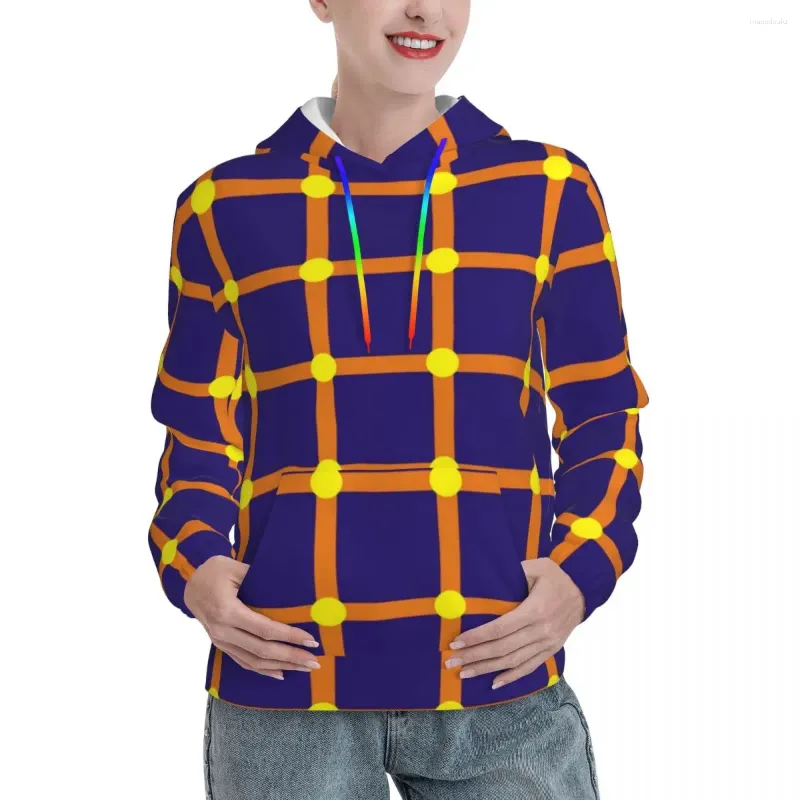 Bluzy damskie nordyckie wzór luźne para ruchome kropki nadruk streetwear pullover z kapturem zima retro hooded koszula wielka rozmiar