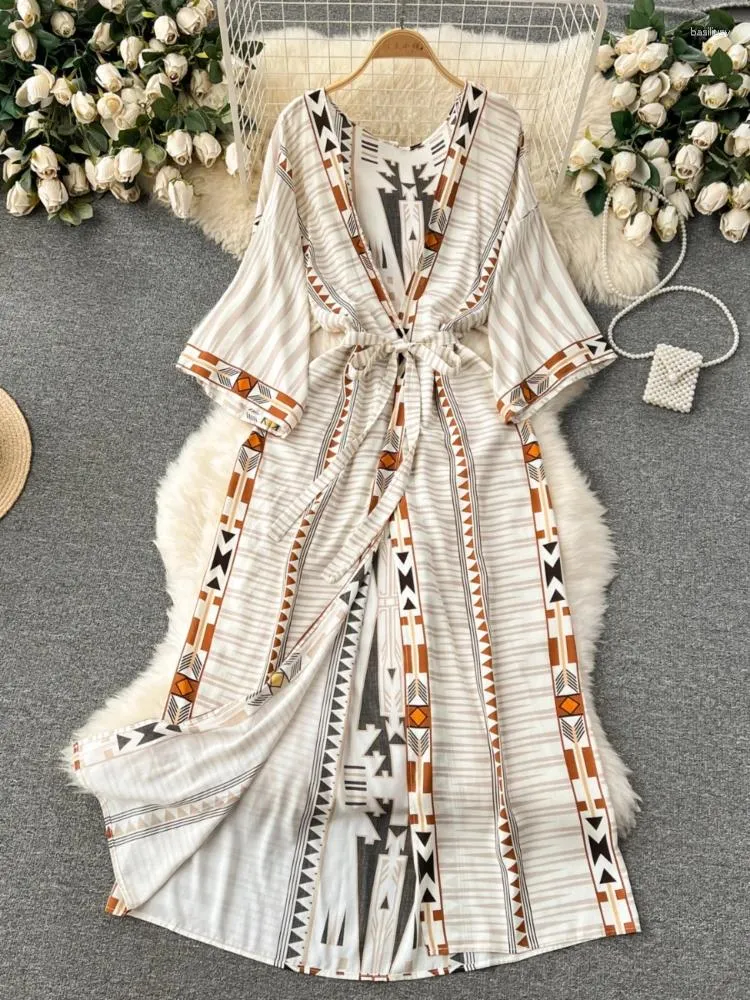 Women's Jackets Women Beach Thin Coat Spring Summer Retro Print Slim Long Shawl Cardigan Jacket Female Sleeve Loose Boho Style Outwear