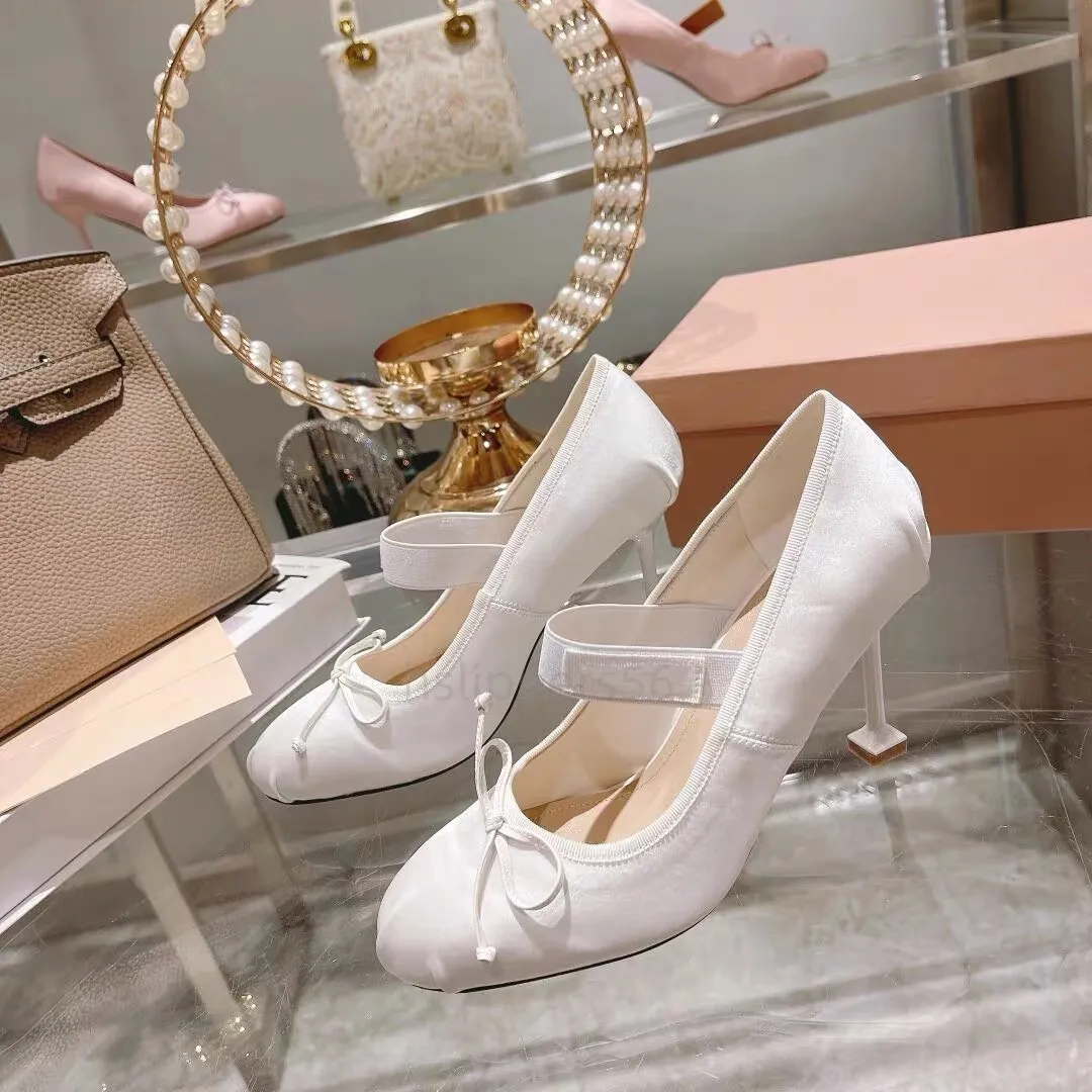 DHgate Elegant Satin Silk Ballet Heels Mary Jane Designer Women Wedding Party Shoes Shoes Accessories