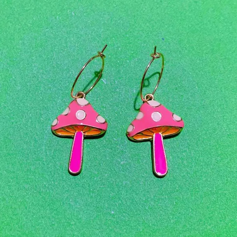 Charm Harajuku Jewelry Rainbow Mushroom Earrings Korean Fashion Vintage Kawaii Aesthetic Earrings for Women Y2k Accessories Punk Y240423