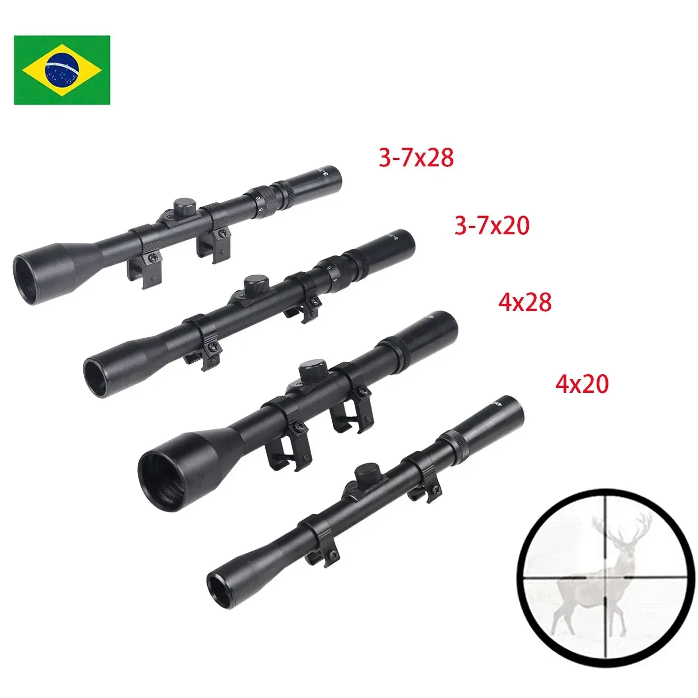 Scopes 37x28 37x20 4x28 4X20 Tactical Rifle Scope Crosshair Optics Sight Airsoft Rifle Scope with 11mm Dovetail Rail for Hunting