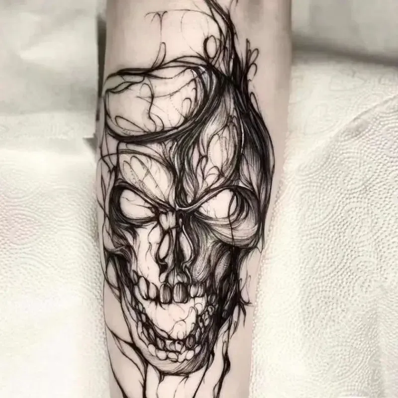 Tatueringar gotiska skalle tatueringar för kvinnor man arm tillfällig tatuering klistermärke konst varar falska tatuering vattentät punk skelett tatuering klistermärke