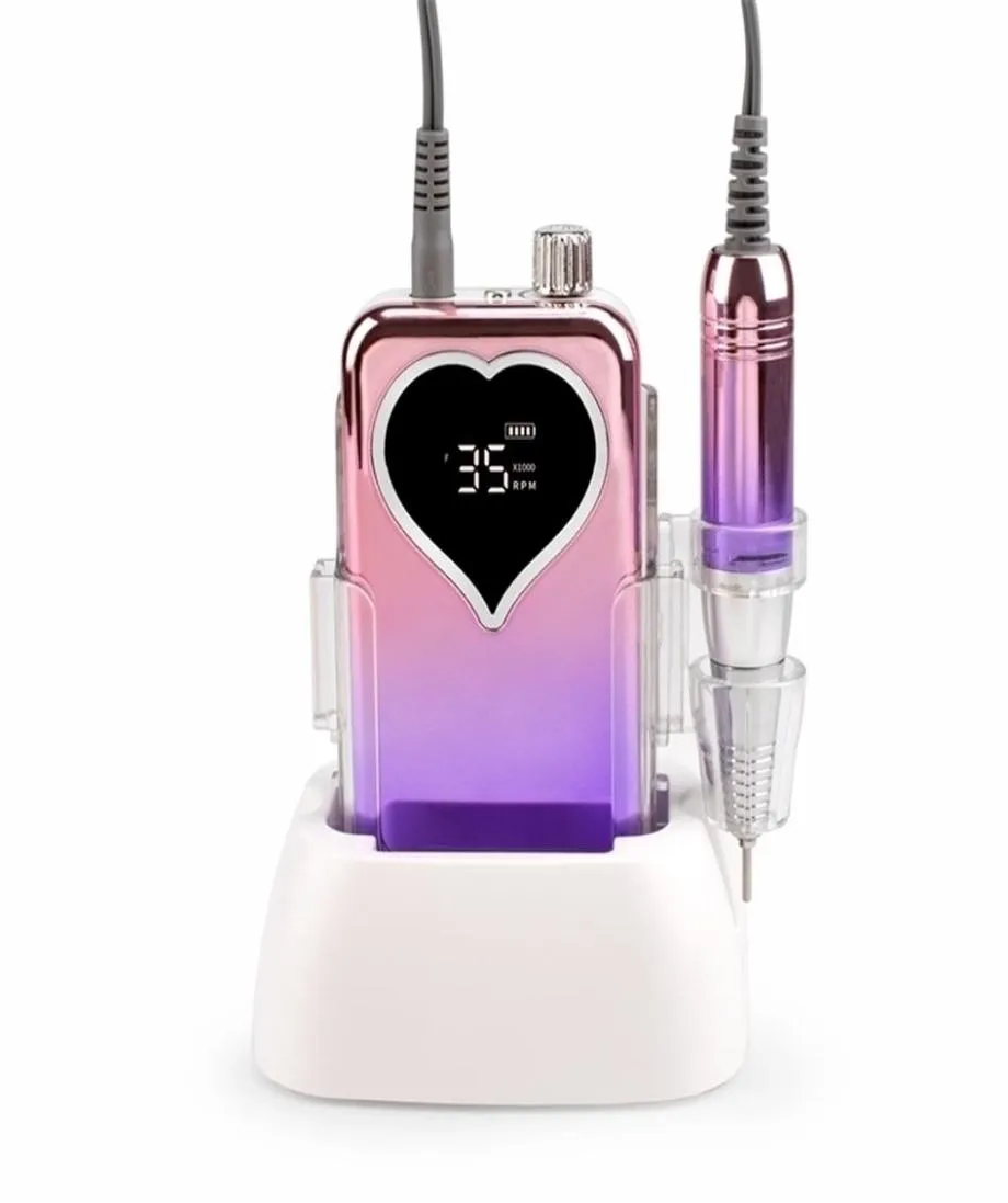 Gradient Purple Handpiece Machine 35000RPM Portable Desktop Wabrandless Electric Electric Force Rechargeable Poponer Manucure Fichier 220213230445