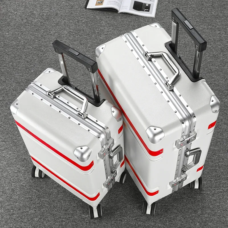 Luggage Fashion luggage aluminum frame universal wheel luggage student trolley suitcase men women password travel boarding case