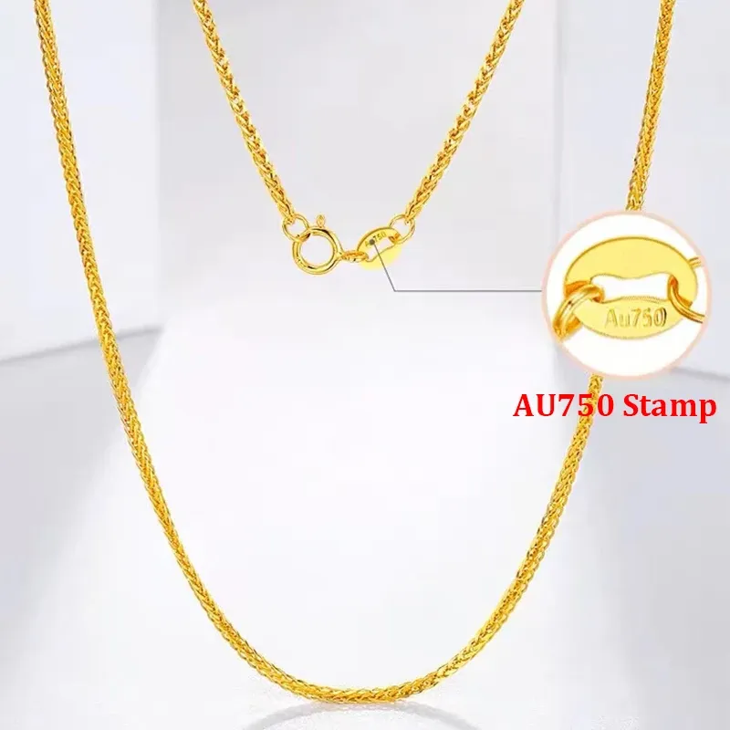 Necklaces YUNLI Real 18K Gold Necklace Match Pendant Chain Solid AU750 Chopin Chain for Women Fine Jewelry Wedding Gift