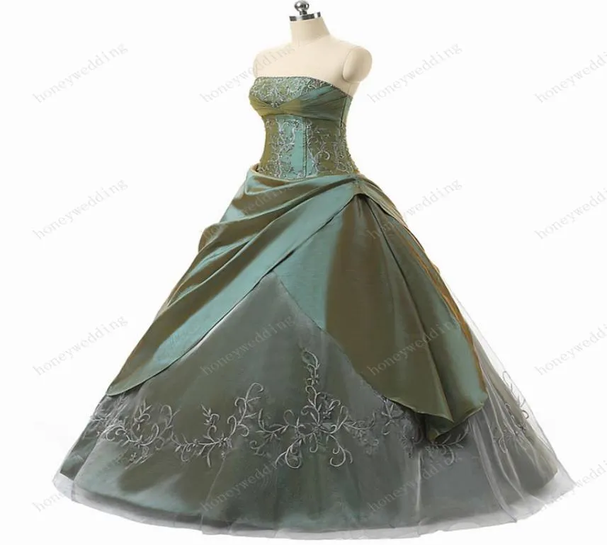 Quinceanera Dresses Cheap Strapless Ruched Taffeta With Embroidery Ball Gown Sweet 16 Debutante Girls Masquerade Dress Gowns I2930917