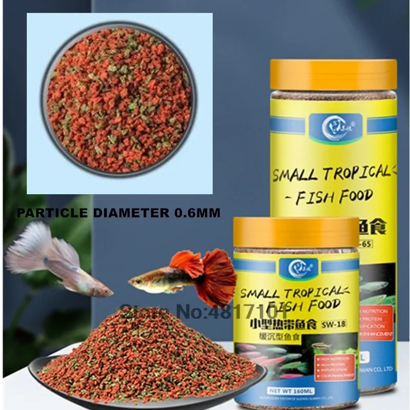 Feeders 160ml Tropical small Fish Food 0.6MM For Feeding Minitype Guppy Ornamental Fish Aquatic Pet Supplies Aquariums Accessories