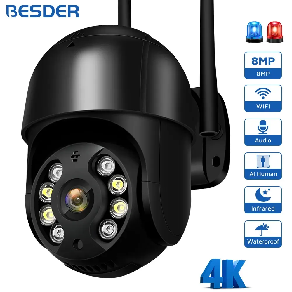 Camera's BESDER 4K 8MP 5MP Ultra HD Ptz WiFi IP Camera AI Human Detectie 1080P UHD Audio IP Camera Auto Tracking P2P Video Surveillance