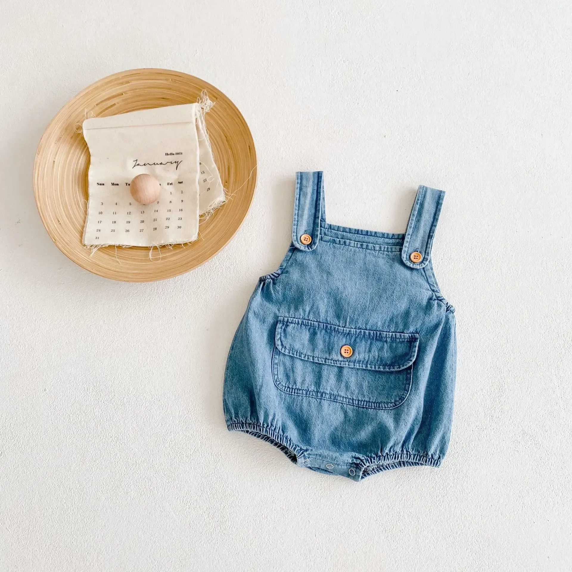 Bambini unici e ragazze in denim casual copertina neonati carini grandi tute da tasca allmatch