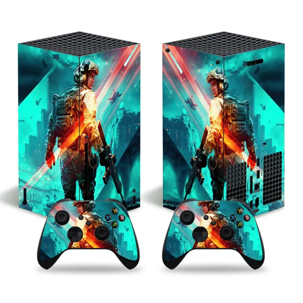 Adesivos jogos de batalha de batalha 2042 capa de adesivo de pele xsx para Xbox Series X Console e 2 controladores Xbox Seriesx Skin Skiny Vinyl