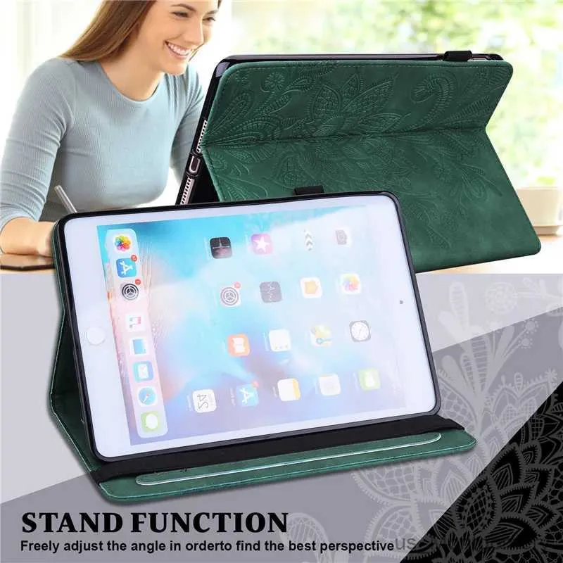 Tablett PC-fodral Väskor Blomma Inträngda tablettfodral för Galaxy Tab A 8,0 8 tum SM-T295 T297 Stand Folio Case for Tab A 8 A8 Cover