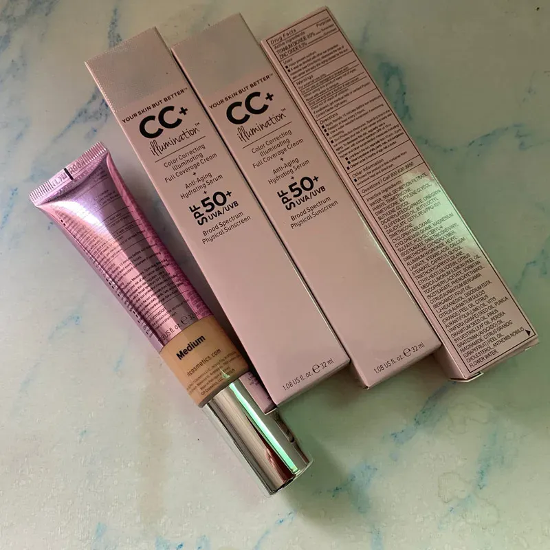 Creams 10pcs/lot Face Concealer Shimmer Cc+ Cream Illumination Spf 50+ Blemish Corrector Skin Makeup Base Makeup 32ml