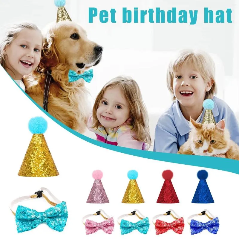 Vêtements pour chiens 1 set couvre-camais pour animaux de compagnie chapeau à paillettes paillettes décor de décoration de chiot chapeau accessoire costume costume chat p0s3