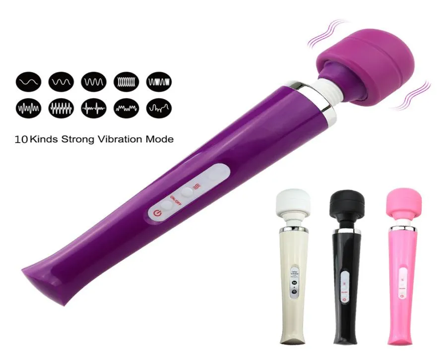 Powerful Vibrators Magic Massager 10 Speed Big Dildo Av Magic Wand Clit Vibrator Masturbation Anal Sexy Toys For Women 32 6cm Y13250915