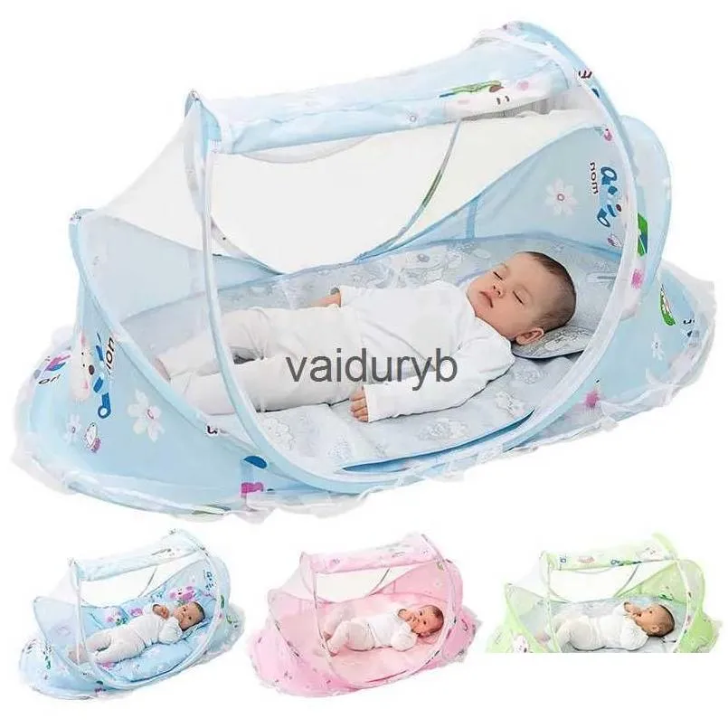 Neting cuna plegable bebé cradle anti-bug neta con almohada de colchón camas de guardería portátil dosel de viaje de viaje parque de playa dhc4z