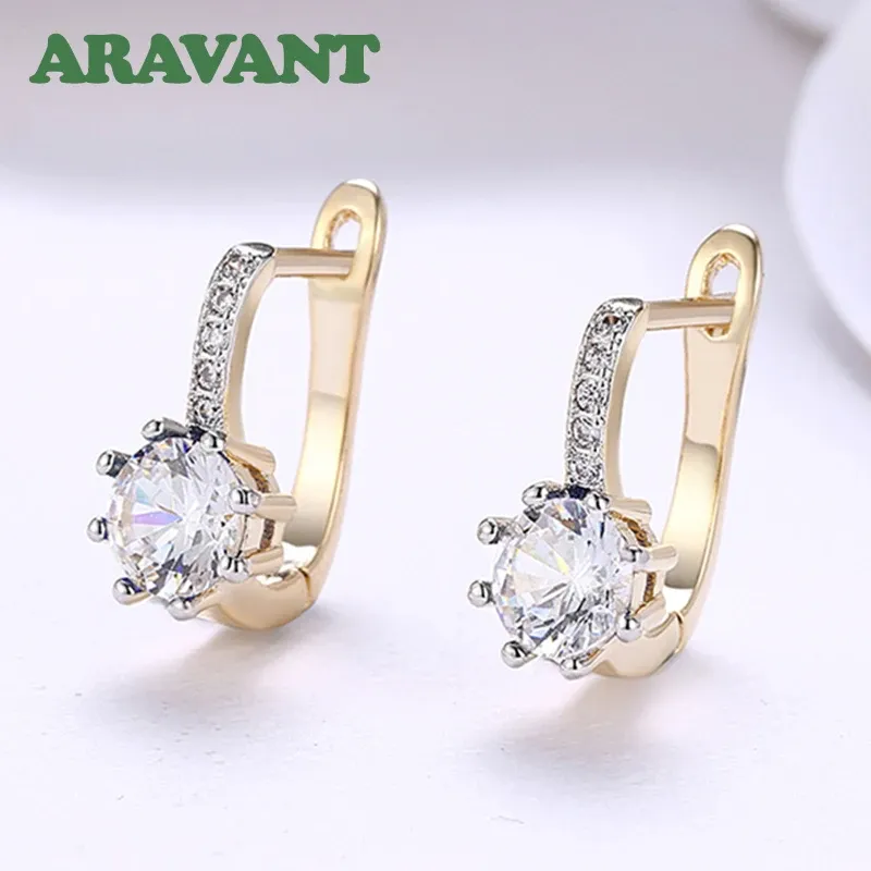 Earrings Aravant 925 Silver 18K Gold Zircon Hoop Earrings For Women Wedding Party Fashion Jewelry