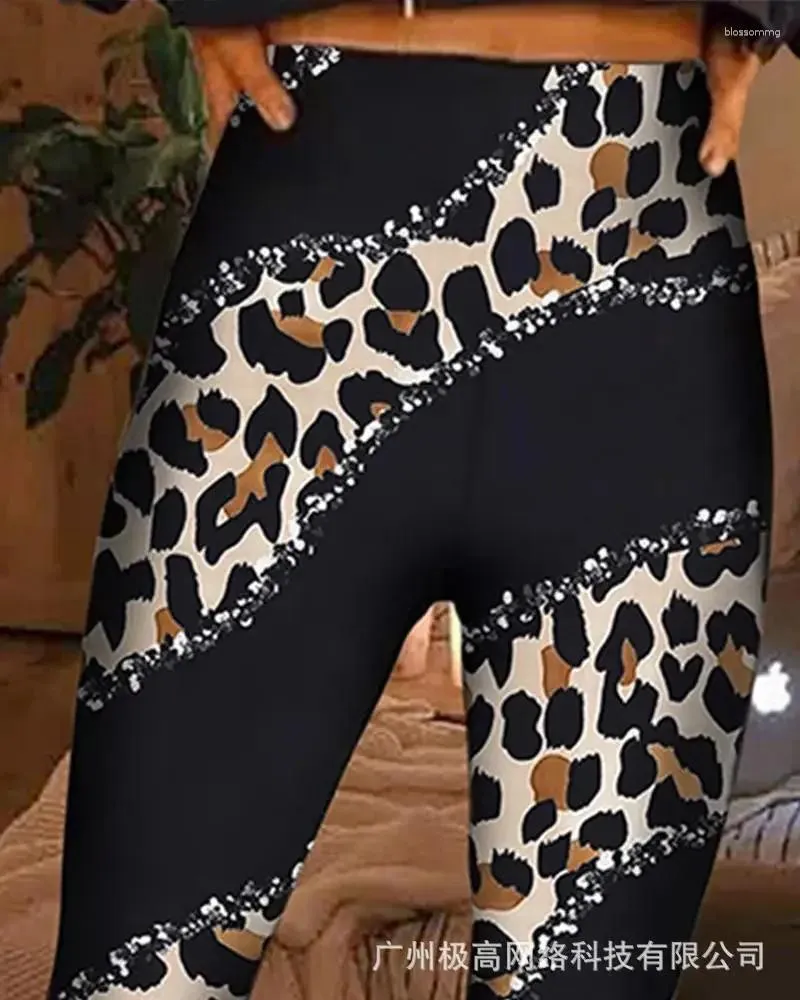 Leggings de leggings léopard imprimé haute taille enleceau bordé femmes sexy mince pantalon de crayon décontracté mode mince mince mince mince