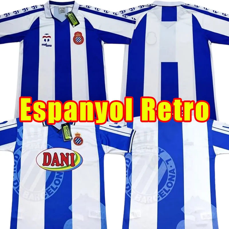 Retro 1998 1999 RCD Espanyol R.D.T voetbal jerseys Home Puado Braithwaite Uniforms 98 99 Melamed Darder Exposito Mont Football Shirt Classic 1984 1984 1989 84 89