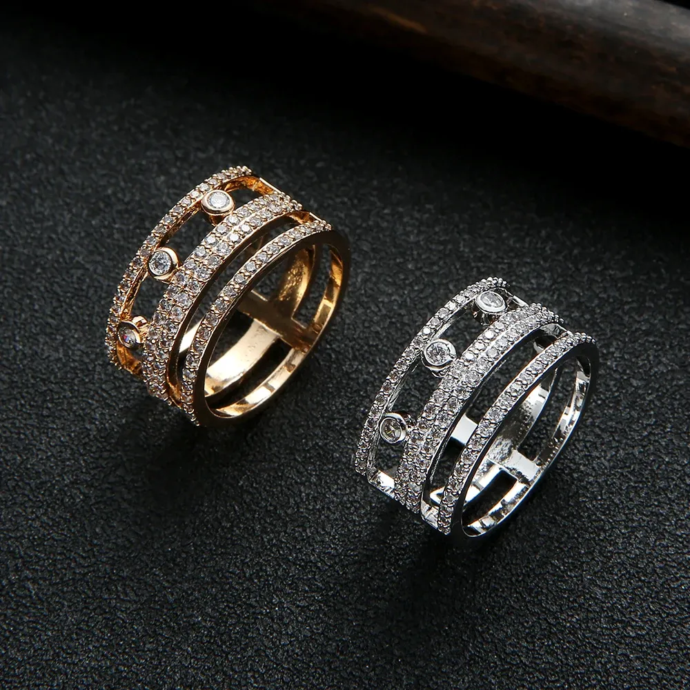 Zespoły luksusowe eleganckie Brazylijskie początkowe pierścienie w stosy dla kobiet ślubne CZ Pierścienie palców regulację pierścienia czeska biżuteria plażowa J1907