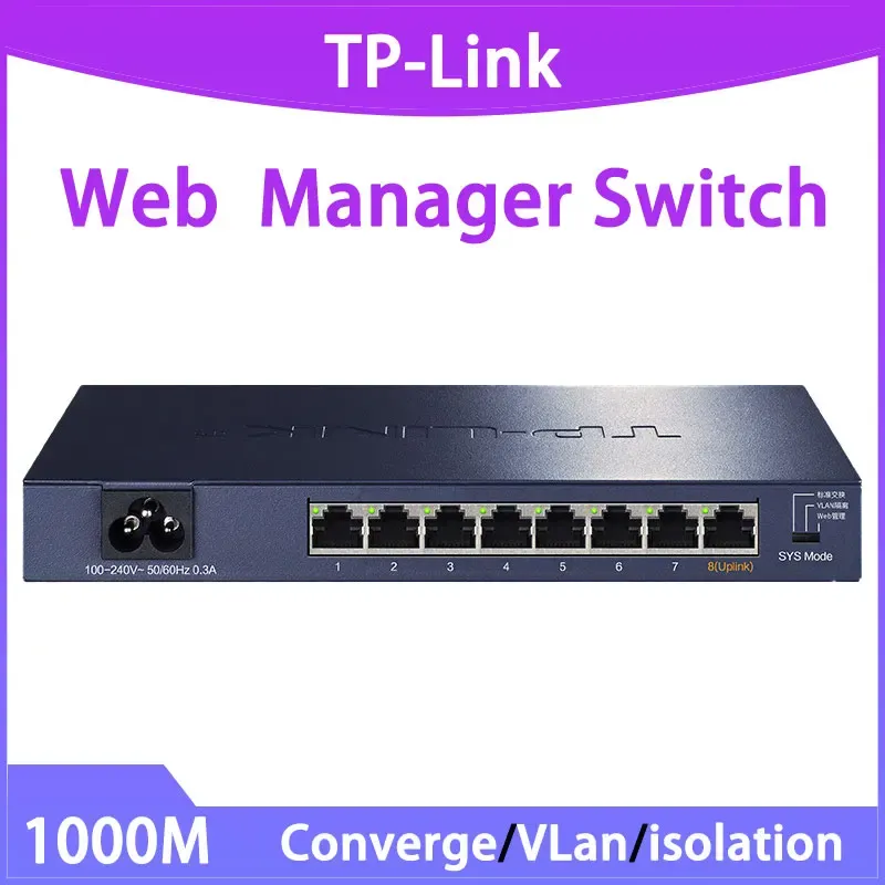 Switches TPLink SG2008 8port Gigabit Managed VLan Switch 8X1000Mbps Ethernet Hub Convergence Network Switch